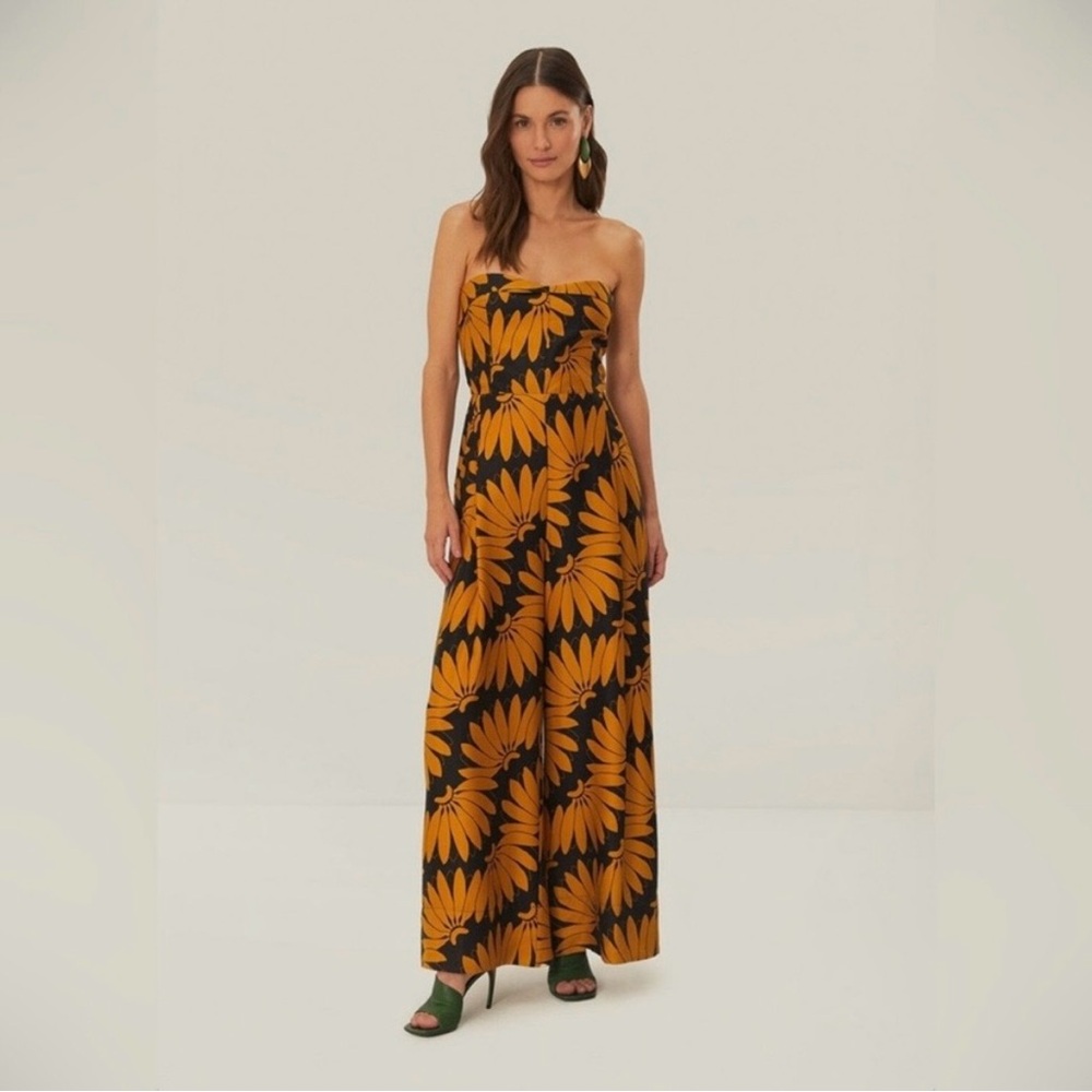 Farm Rio Copabanana Yellow Strapless Jumpsuit